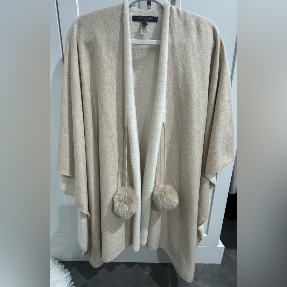 Marc New York White + Warren Cream Cardigan with Pom-Poms